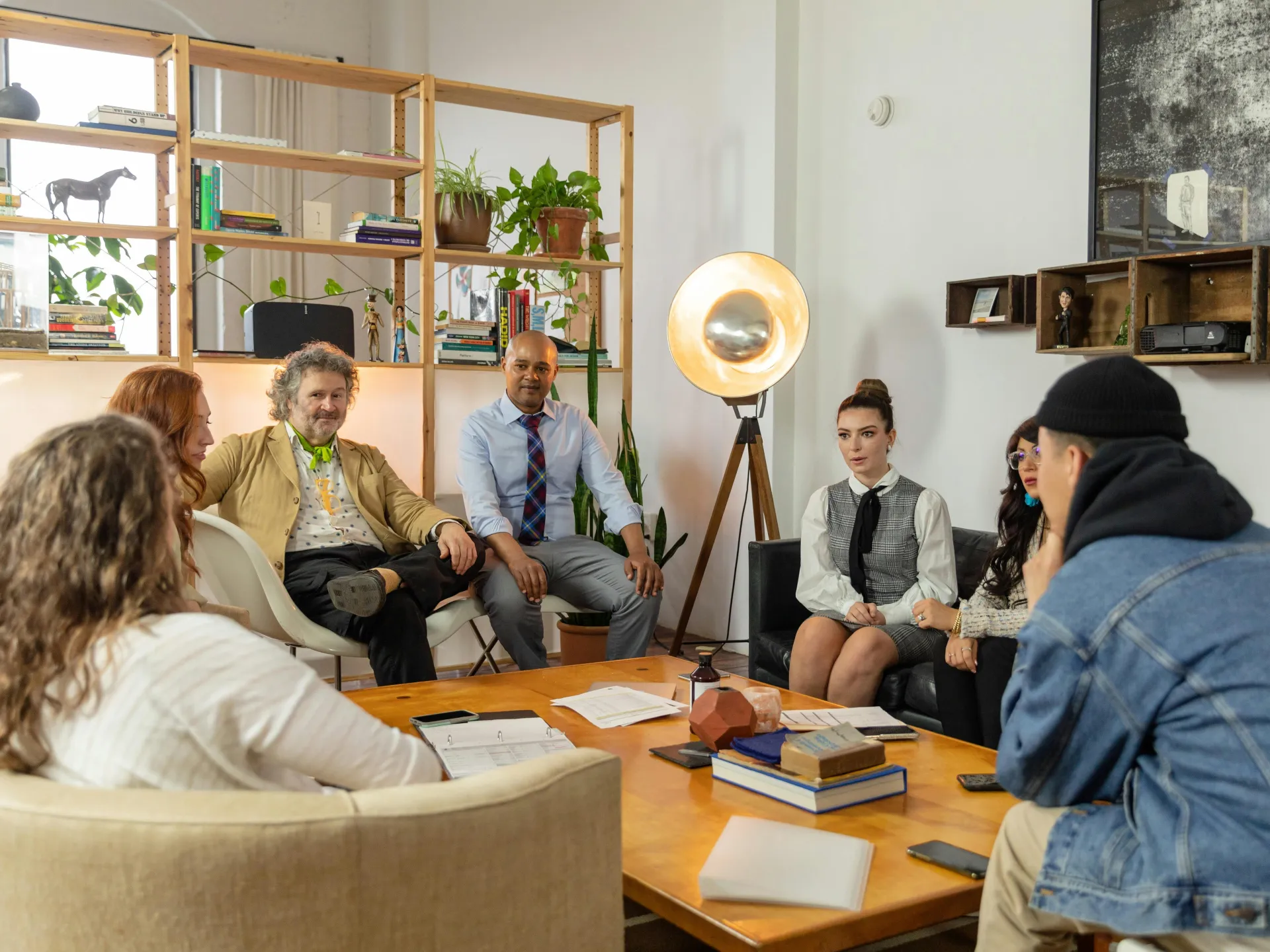 Seniors interacting in a talk group